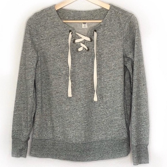 Old Navy Tops - Gray Criss cross ties front pullover sweatshirt